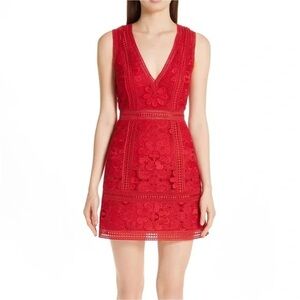 NWOT Alice & Olivia Red Zula Lace Dress